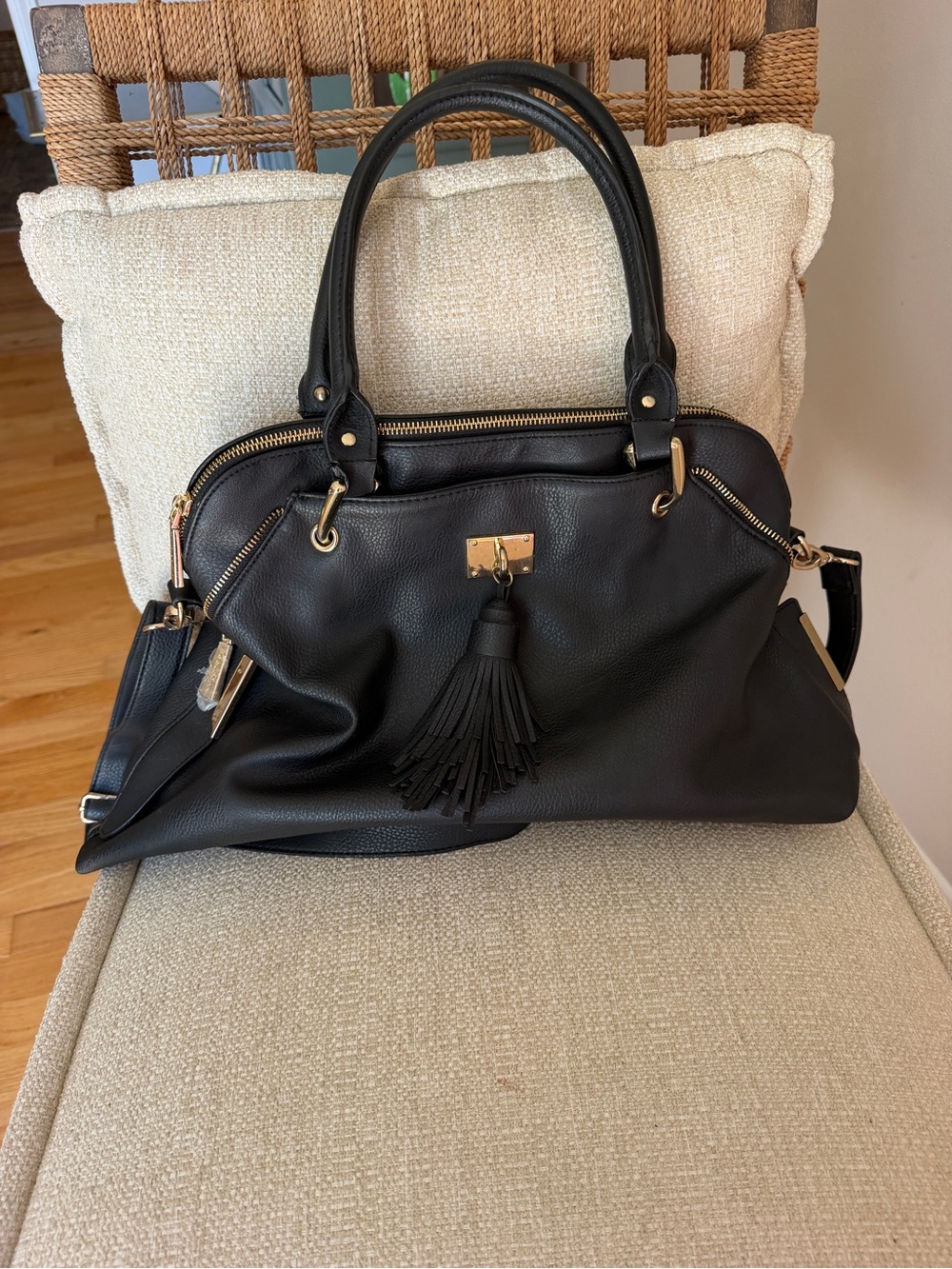 Big Buddha Black Tassel Satchel Shoulder Crossbody Bag